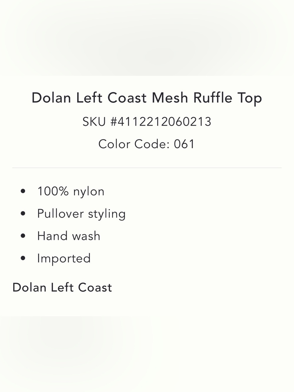 Dolan Left Coast Mesh Ruffle Top - Picture 6 of 6